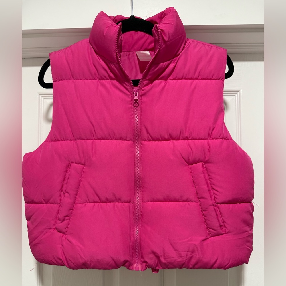 No Boundaries Hot Pink Cropped Puffer Vest